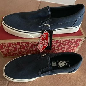 J. Crew Washed Canvas Blue Vans Slip-ons